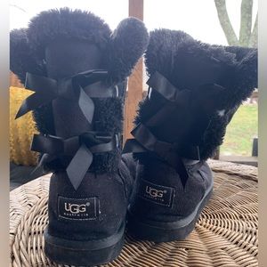 Laced up black UGG boots